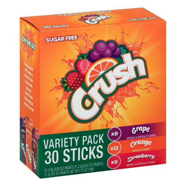 Crush Drink Mix Packets, Sugar Free, On The Go, Variety Pack