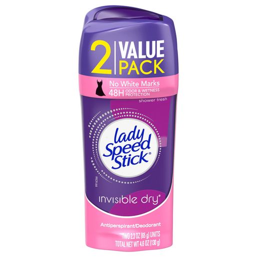 Lady Speed Stick Invisible Dry Antiperspirant Deodorant, Shower Fresh 2 PK