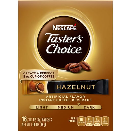 Tasters Choice Hazelnut Instant Coffee.