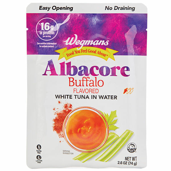 Buffalo Flavored Albacore White Tuna in Water, Pouch.